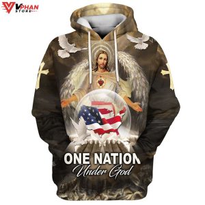 Jesus Eagle American Flag One Nation Under God Religious Gifts Hoodie 1