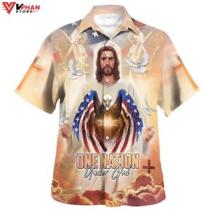 Jesus Eagle And One Nation Under God Tropical Outfit Hawaiian Shirt 1