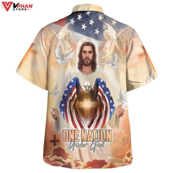 Jesus Eagle And One Nation Under God Tropical Outfit Hawaiian Shirt