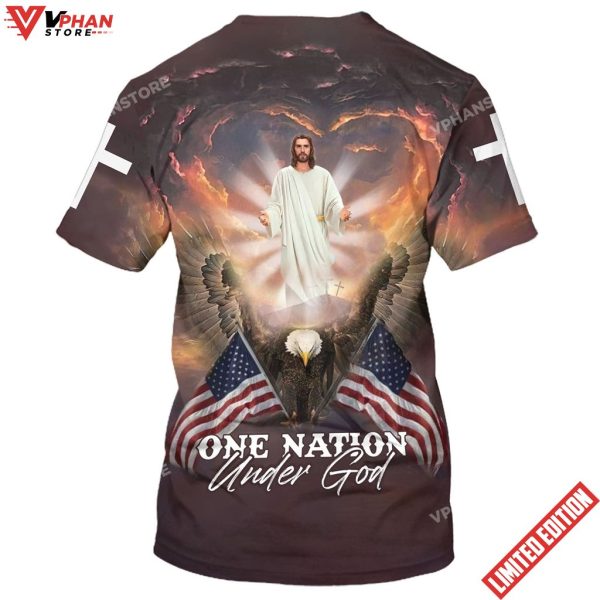 Jesus Eagle One Nation Under God 3D All Over Printed Shirt