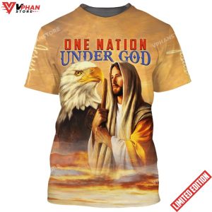 Jesus Eagle One Nation Under God 3d Christian T Shirt 1