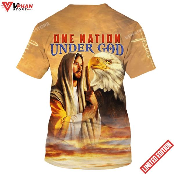 Jesus Eagle One Nation Under God 3d Christian T Shirt