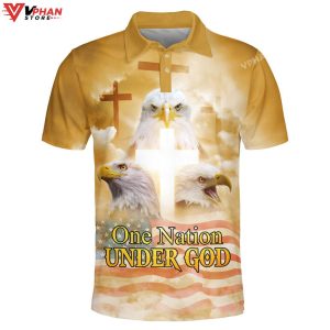 Jesus Eagle One Nation Under God Easter Christian Polo Shirt Shorts 1
