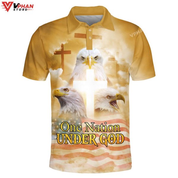 Jesus Eagle One Nation Under God Easter Christian Polo Shirt & Shorts
