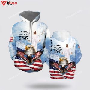 Jesus Eagle One Nation Under God Religious Gifts Christian Hoodie 1