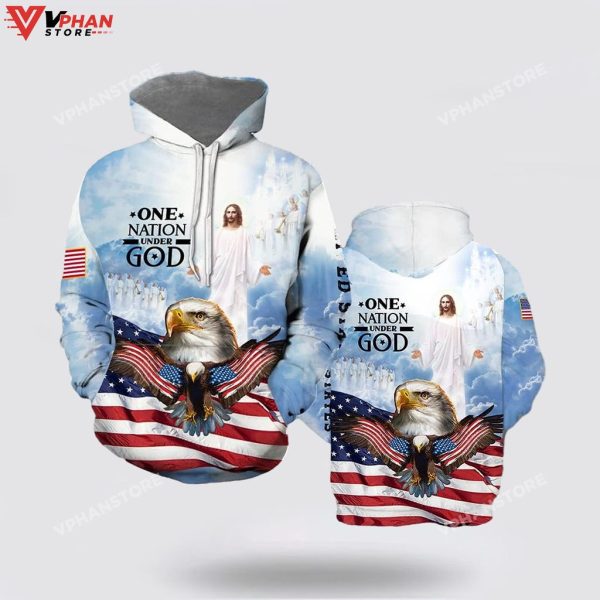 Jesus Eagle One Nation Under God Religious Gifts Christian Hoodie