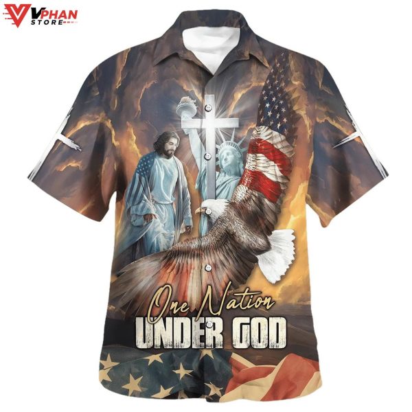 One Nation Under God Jesus Eagle Christian Hawaiian Shirt