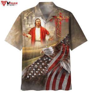 Jesus Face And The Lion Christian Outfit Easter Hawaiian Shirt 1