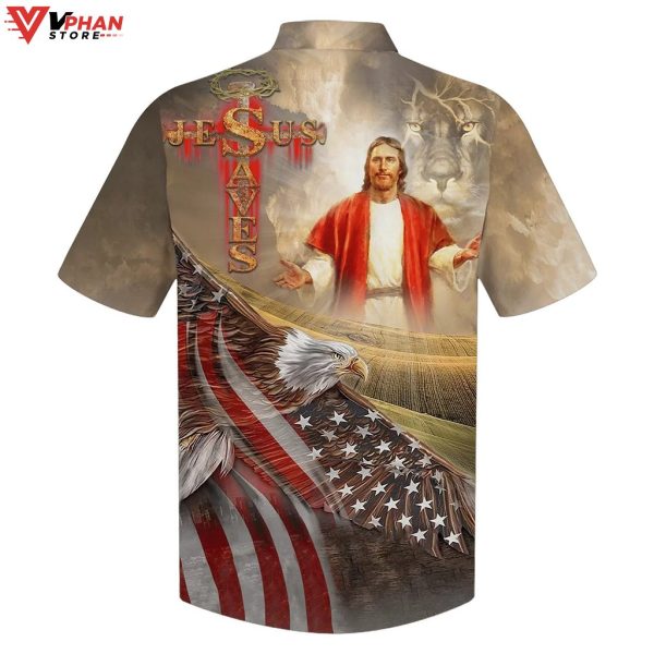 Jesus Face And The Lion Christian Outfit Easter Hawaiian Shirt