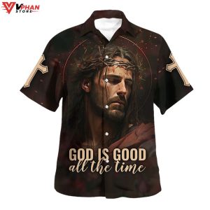 Jesus Face God Is Good All The Time Tropical Christian Hawaiian Shirt 1