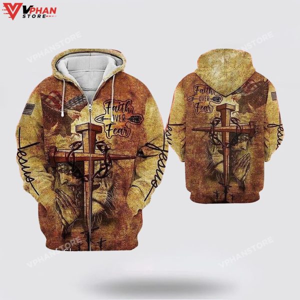 Jesus Faith Over Fear Christian Apparel Hoodie