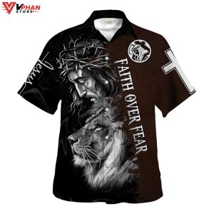 Jesus Faith Over Fear Tropical Outfit Christian Gift Ideas Hawaiian Shirt 1