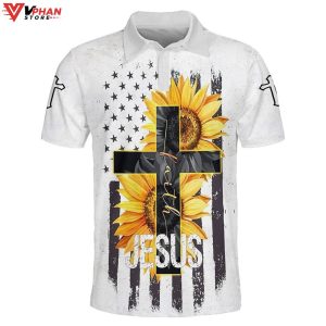 Jesus Faith Sunflower Cross Religious Christian Polo Shirt Shorts 1