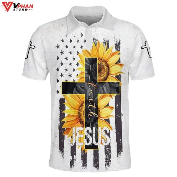 Jesus Faith Sunflower Cross Religious Christian Polo Shirt & Shorts