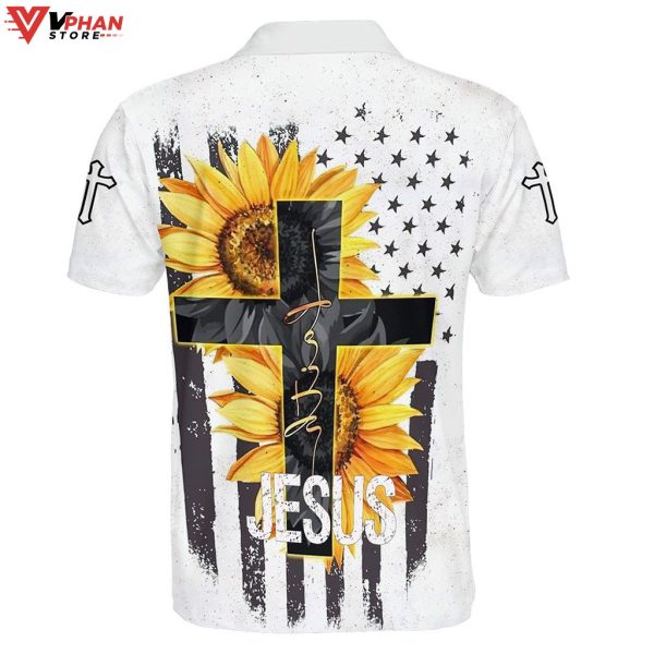 Jesus Faith Sunflower Cross Religious Christian Polo Shirt & Shorts