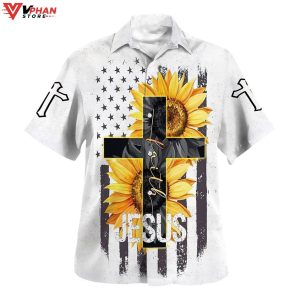 Jesus Faith Sunflower Tropical Outfit Christian Hawaiian Summer Shirt 1