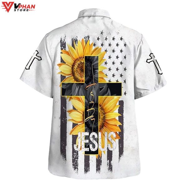 Jesus Faith Sunflower Tropical Outfit Christian Hawaiian Summer Shirt