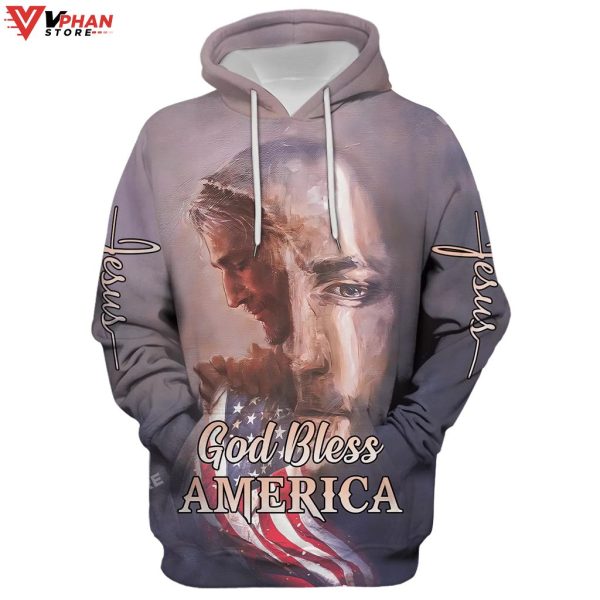 Jesus God Bless America Christian Easter Gifts  Religious Hoodie