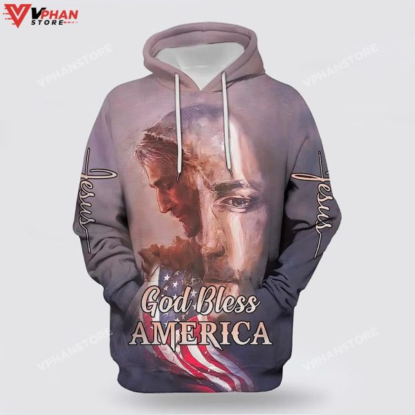 Jesus God Bless America Religious Easter Gifts Christian Hoodie