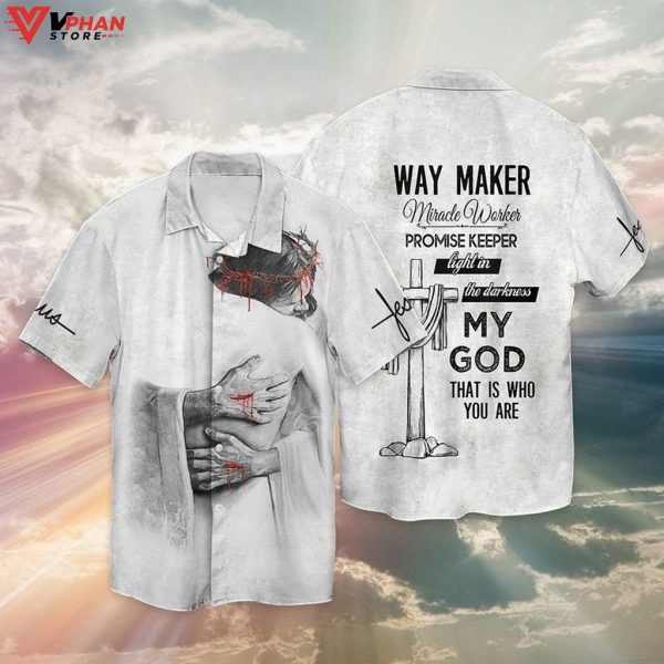 Jesus God Way Maker Miracle Worker Tropical Christian Hawaiian Shirt