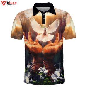 Jesus Hand And Dove Religious Easter Gifts Christian Polo Shirt Shorts 1