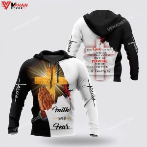 Jesus Hand Pray Faith Over Fear Christian Gift Ideas Religious Hoodie 1