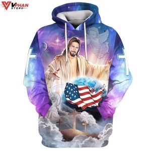 Jesus Hands Holding Earth Christian Easter Gifts Religious Hoodie 1