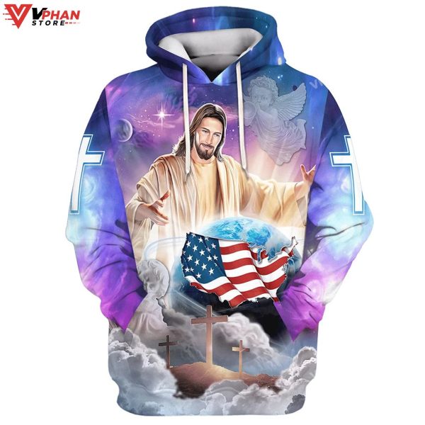 Jesus Hands Holding Earth Christian Easter Gifts Religious Hoodie