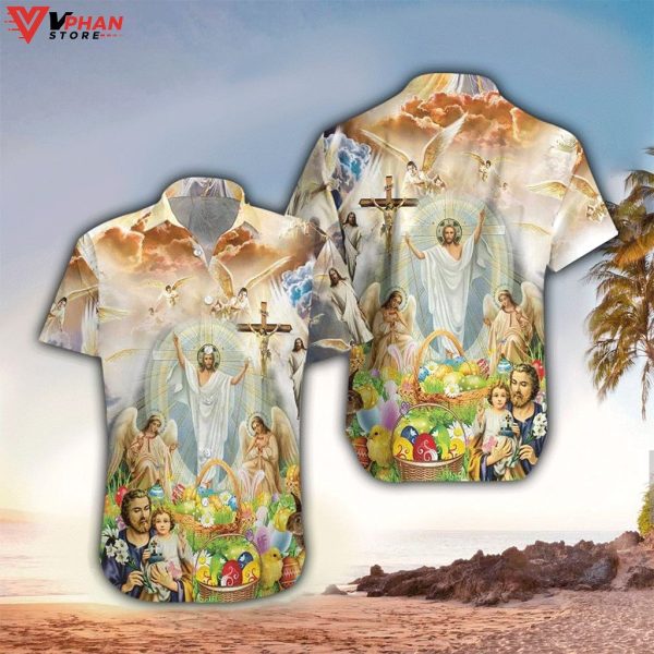 Jesus Happy Easter Tropical Outfit Christian Gift Ideas Hawaiian Shirt