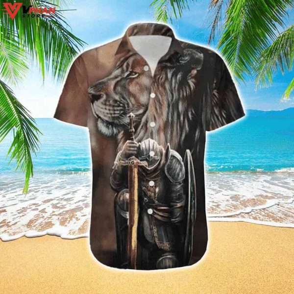 Jesus Hawaiian Shirt With Armor Of God & Lion Tropical Outfit