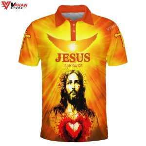 Jesus Heart Religious Easter Gifts Christian Polo Shirt Shorts 1