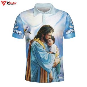Jesus Holding Boy Religious Easter Gifts Christian Polo Shirt Shorts 1