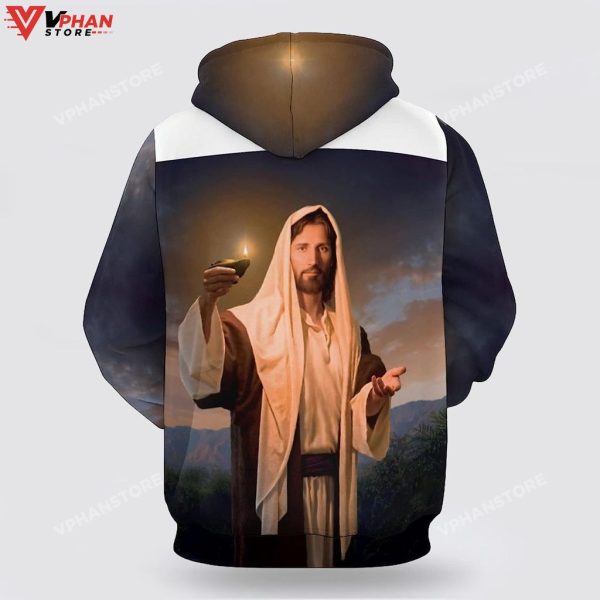 Jesus Holding Candle Religious Gifts Christian Hoodie