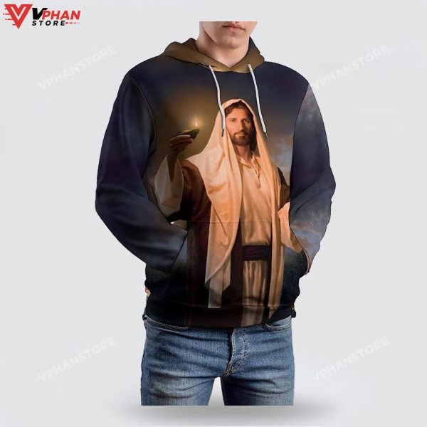 Jesus Holding Candle Religious Gifts Christian Hoodie