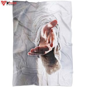 Jesus Holding His Hand Out Gift Ideas For Christians Bible Verse Blanket 1