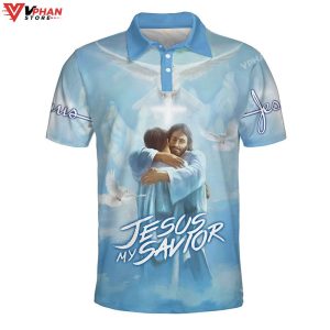 Jesus Holding Man Religious Easter Gifts Christian Polo Shirt Shorts 1