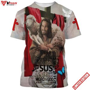 Jesus Holding Sheep 3d All Over Print Shirt 1