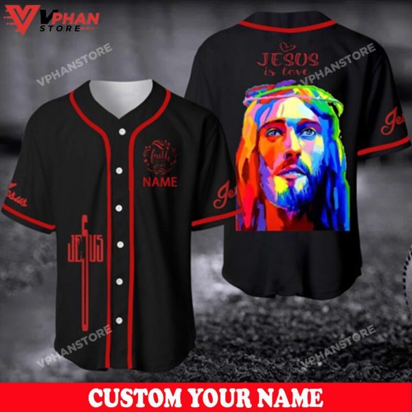 Jesus Is Love God Colorful Religious Easter Gifts Christian Baseball Jersey