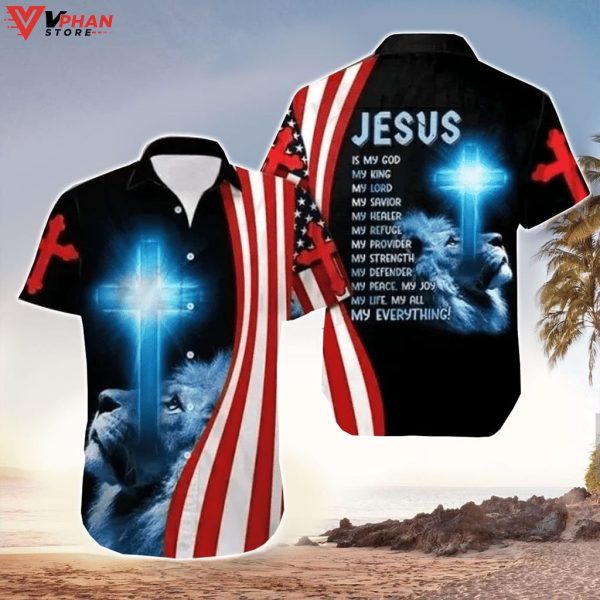Jesus Is My Everything Jesus With Lion Christian Cross Hawaiian Shirt