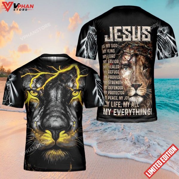 Jesus Is My God Lion Lighting 3d T-Shirt