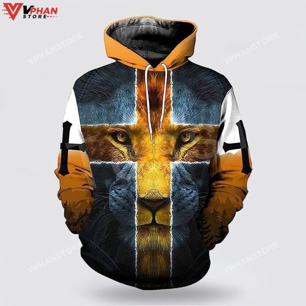 Jesus Is My God My King Cross Lion 3D Hoodies For Women Men