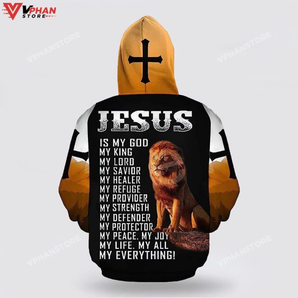 Jesus Is My God My King Cross Lion 3D Hoodies For Women Men