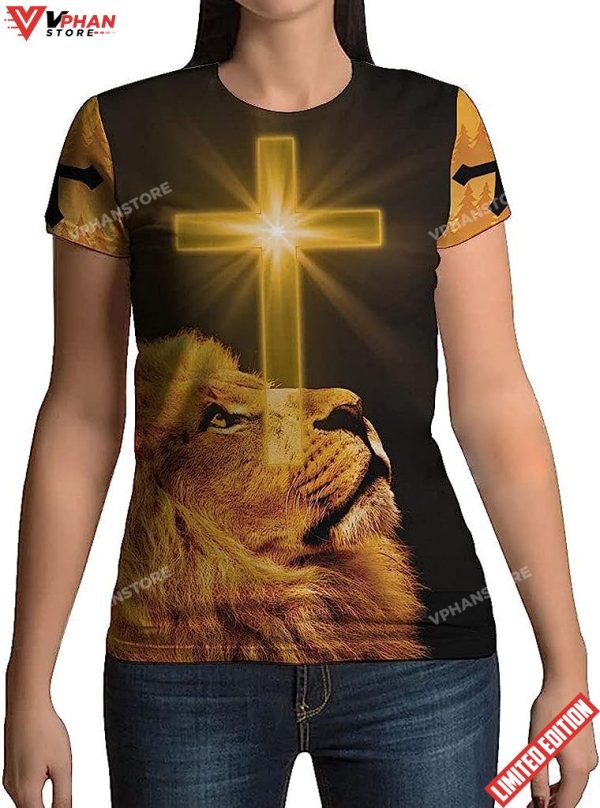 Jesus Is My God My King Lion Cross All Over Printed 3D T Shirt