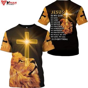 Jesus Is My God My King Lion Cross Christian Gift Ideas Religious Hoodie 1