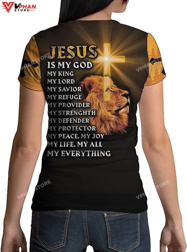 Jesus Is My God My King Lion Cross Christ Gift Ideas Religious Hoodie