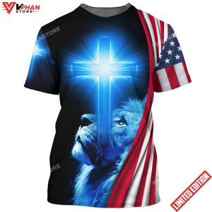 Jesus Is My God My King My Lord Lion Cross All Over Printed Shirt 1