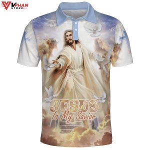 Jesus Is My Savior Dove Religious Easter Gifts Christian Polo Shirt Shorts 1