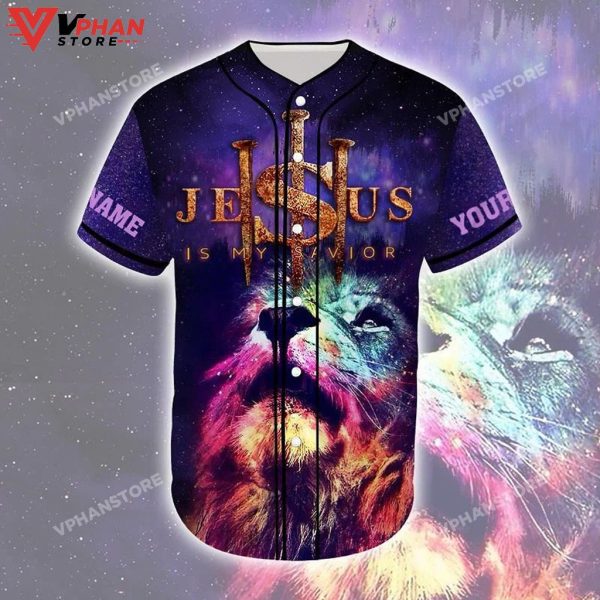 Jesus Is My Savior Easter Gifts Custom Lion Colorful Christian Baseball Jersey