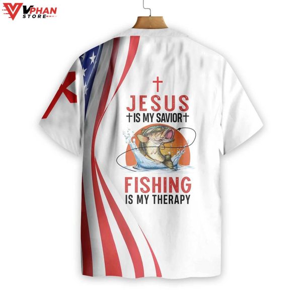 Jesus Is My Savior Fishing Is My Therapy Christian Outfit Hawaiian Shirt