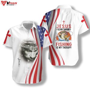 Jesus Is My Savior Fishing Is My Therapy Tropical Outfit Hawaiian Shirt 1